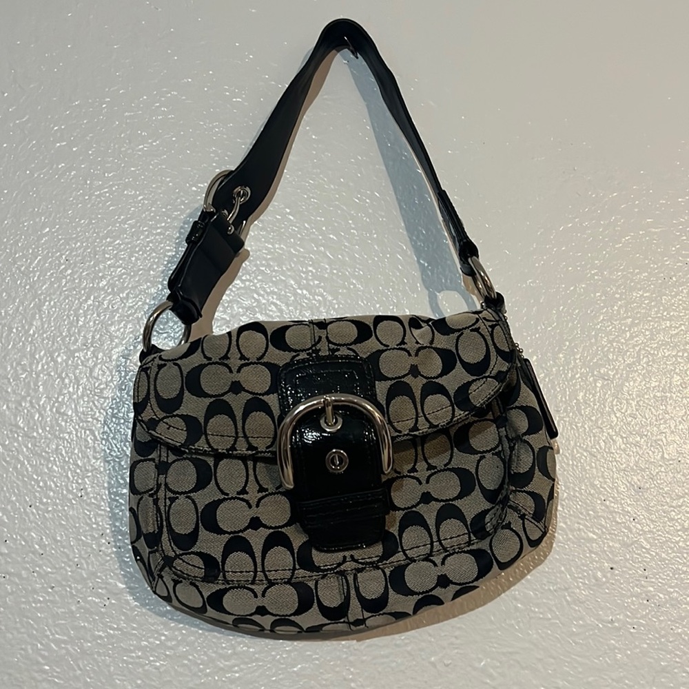 Signature black patent Coach SoHo bag